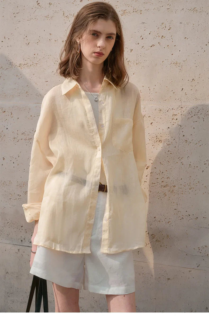 Olivia Bennet | Sheer Ramie Oversized Shirt