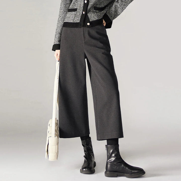 Olivia Bennet | Wool Wide Leg Pants for Women in Autumn Color