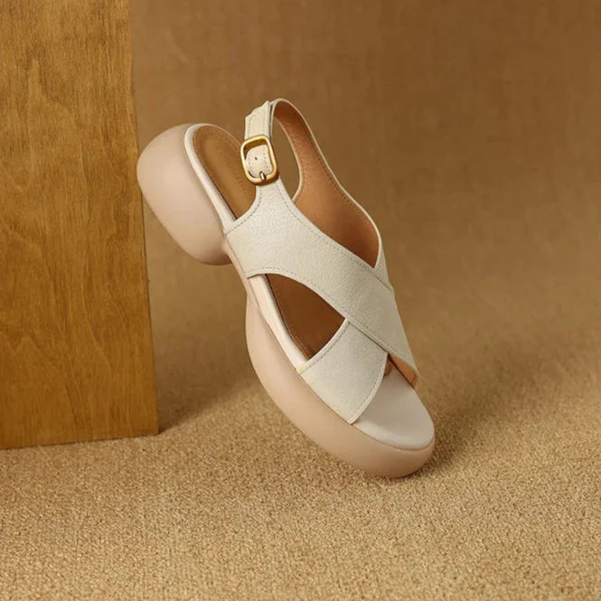 Olivia Bennet | Soft Crossband Slides for Women in Natural Color
