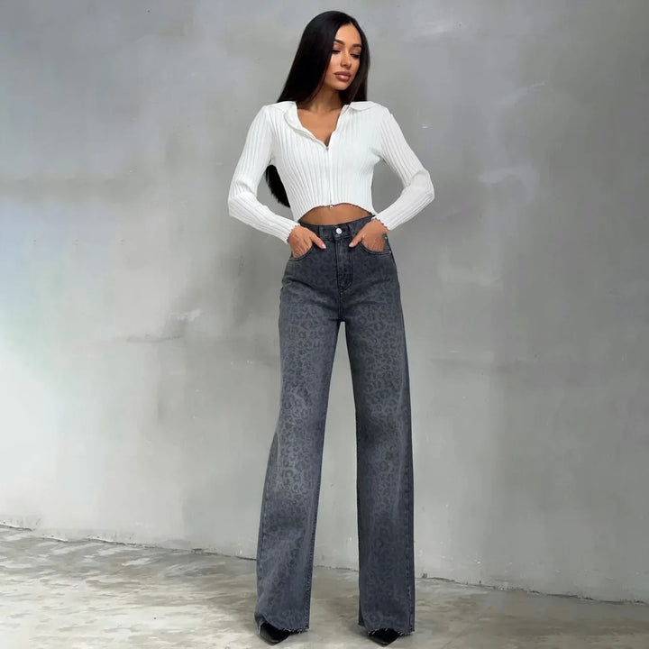 Olivia Bennet | Leopard Straight Jeans for Women