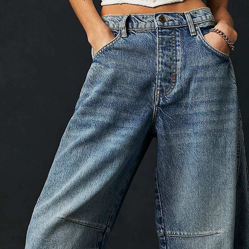 Olivia Bennet | Barrel-Leg Denim Jeans for Women