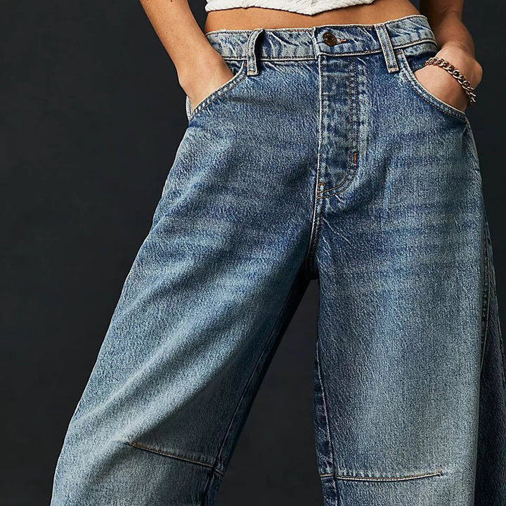 Olivia Bennet | Barrel-Leg Denim Jeans for Women