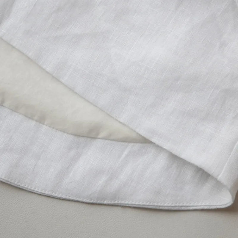 Olivia Bennet | Crop Linen Top for Women in Natural Color