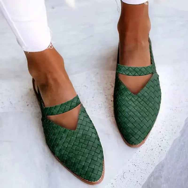Olivia Bennet | Woven Leather Flats for Women