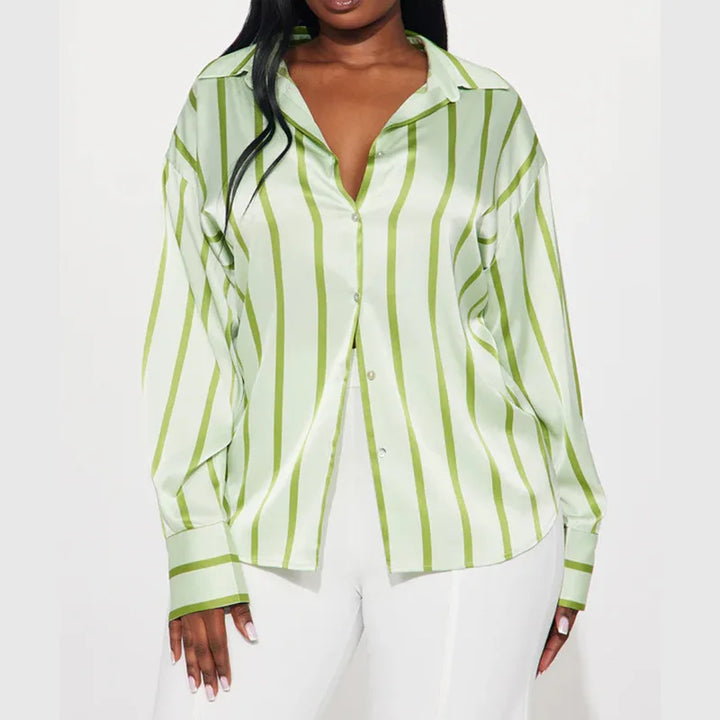 Olivia Bennet | Satin Stripe Shirt for Women