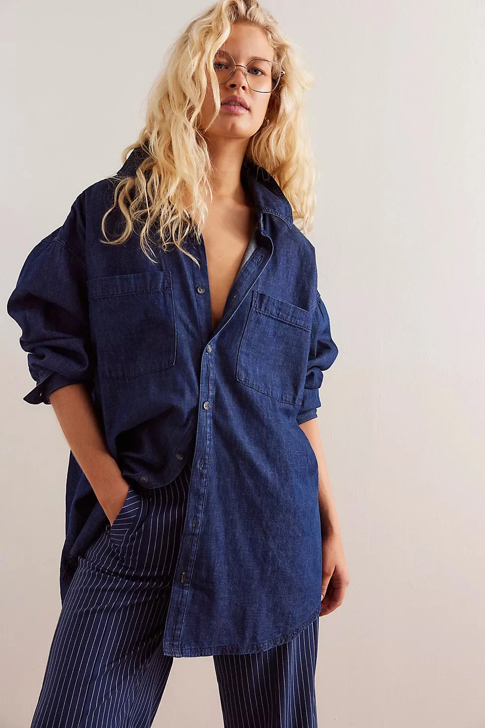 Olivia Bennet | Washed Denim Overshirt for Women