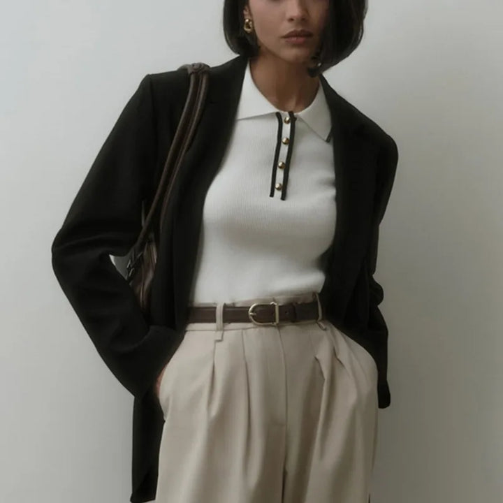 Olivia Bennet | Cotton Polo for Women in Classic Fit, White