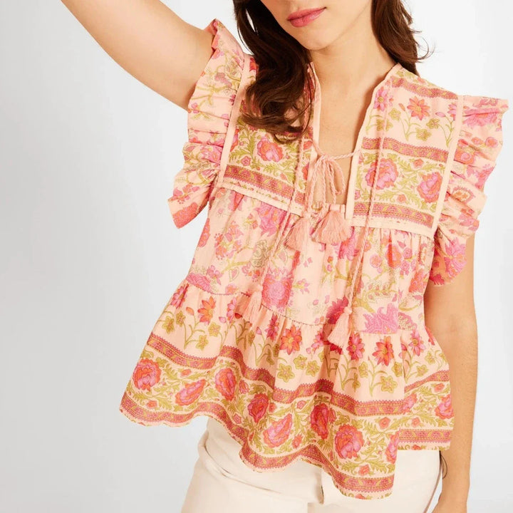 Olivia Bennet | Paisley Tassel Ruffle Top