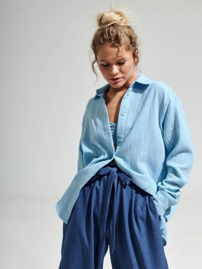 Olivia Bennet | Cotton Summer Shirt for Women in White