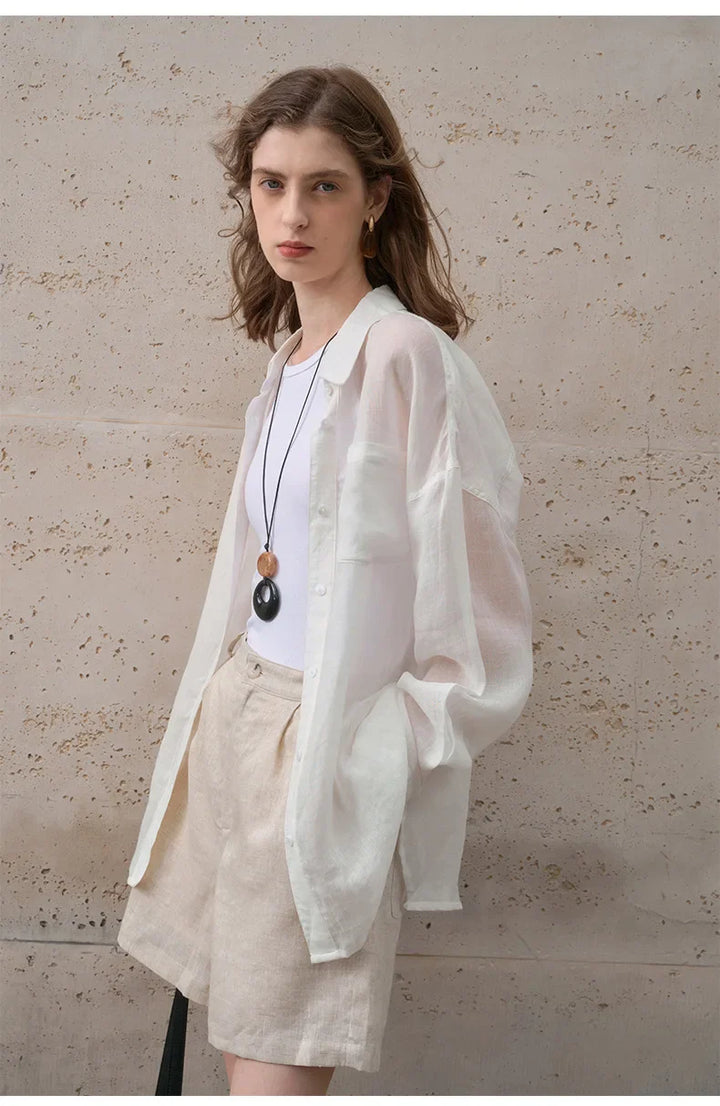Olivia Bennet | Sheer Ramie Oversized Shirt