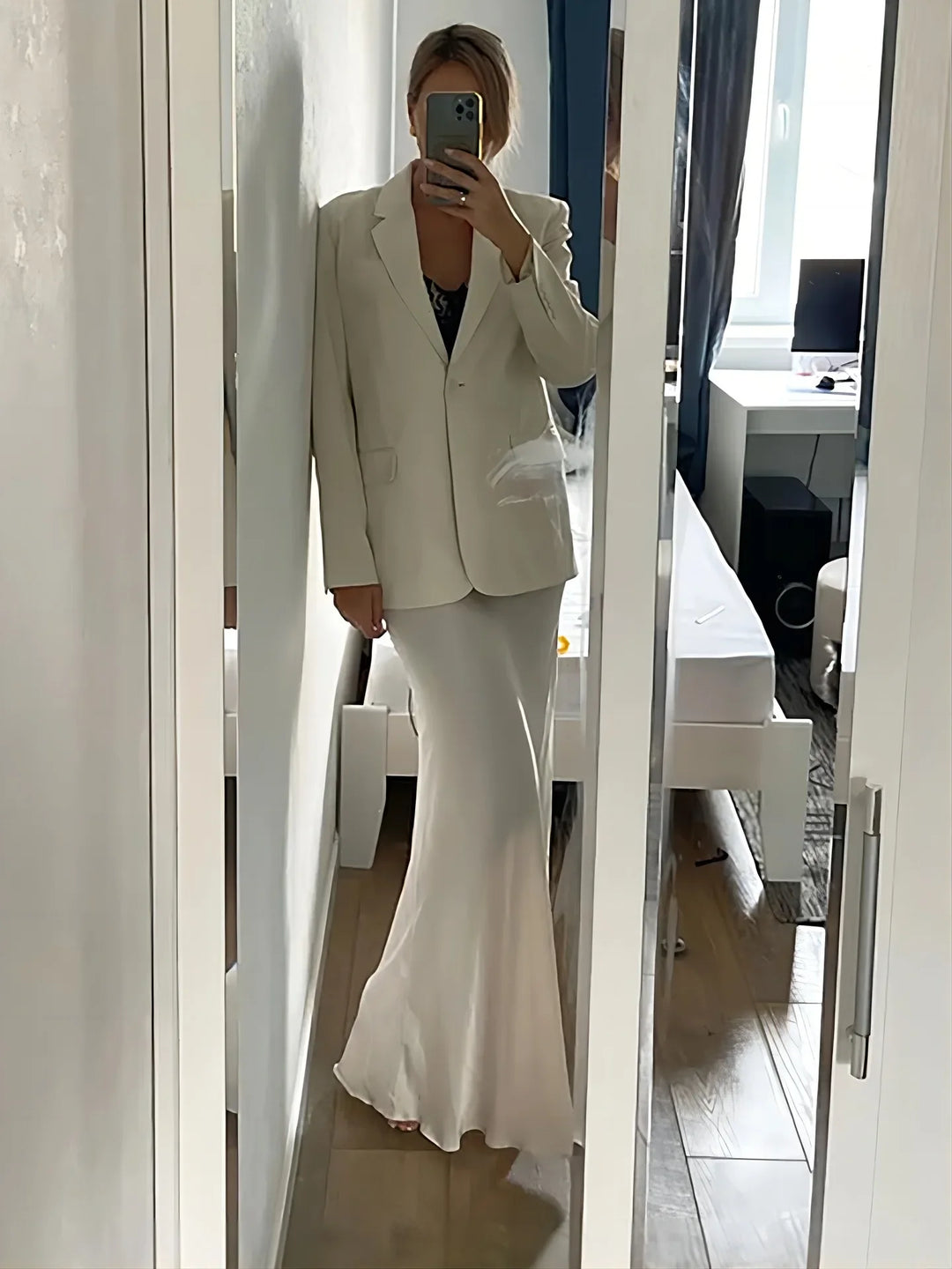 Olivia Bennet | Satin Fishtail Maxi Skirt for Women in Elegant Style