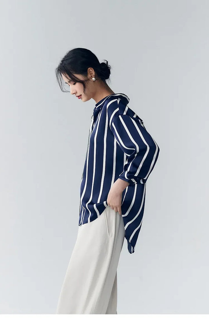Olivia Bennet | Stripe Satin Blouse for Women