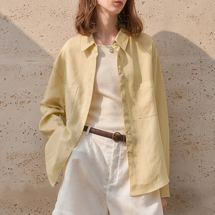 Olivia Bennet | Oversized Linen Shirt for Women in Natural