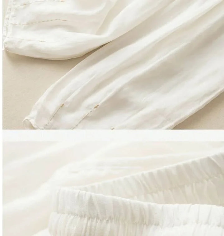 Olivia Bennet | Linen Pants for Women in Natural Fit, White
