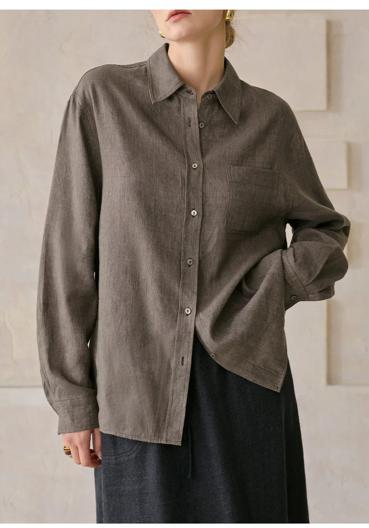 Olivia Bennet | Linen Shirt for Women, Relaxed Fit, White