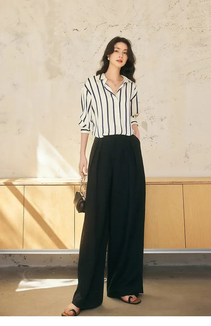 Olivia Bennet | Stripe Satin Blouse for Women