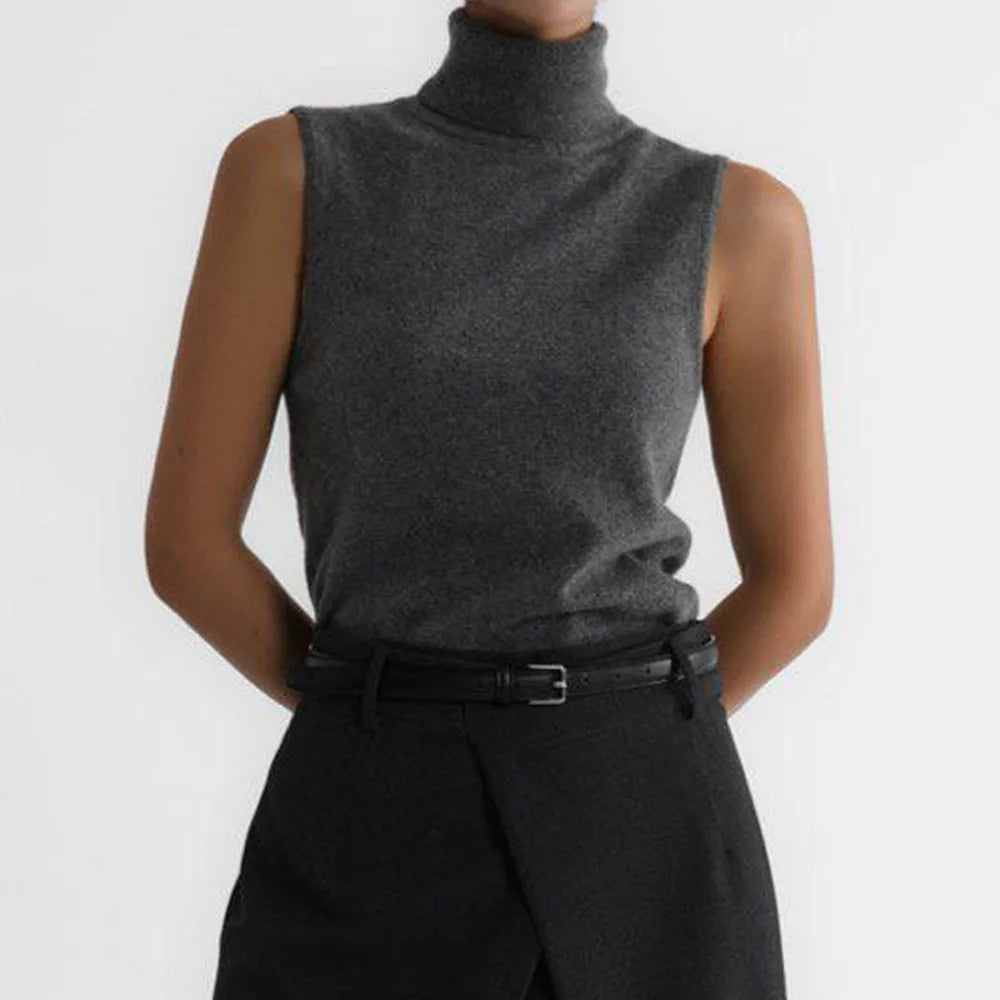 Olivia Bennet | High-Neck Vest for Women in Black