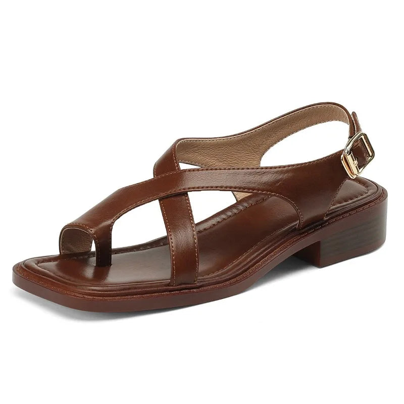 Olivia Bennet | Leather Cross Sandals for Women