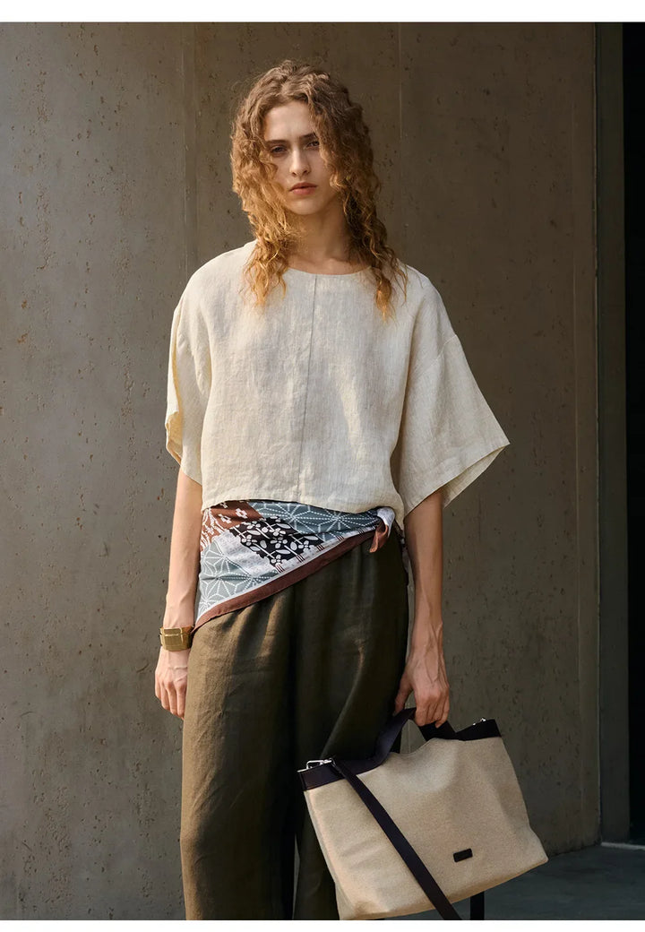 Olivia Bennet | Flared Sleeve Linen Pullover