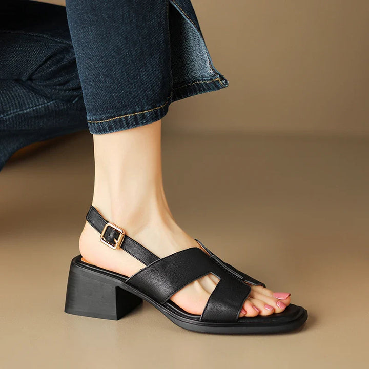 Olivia Bennet | Leather Heeled Sandals for Women