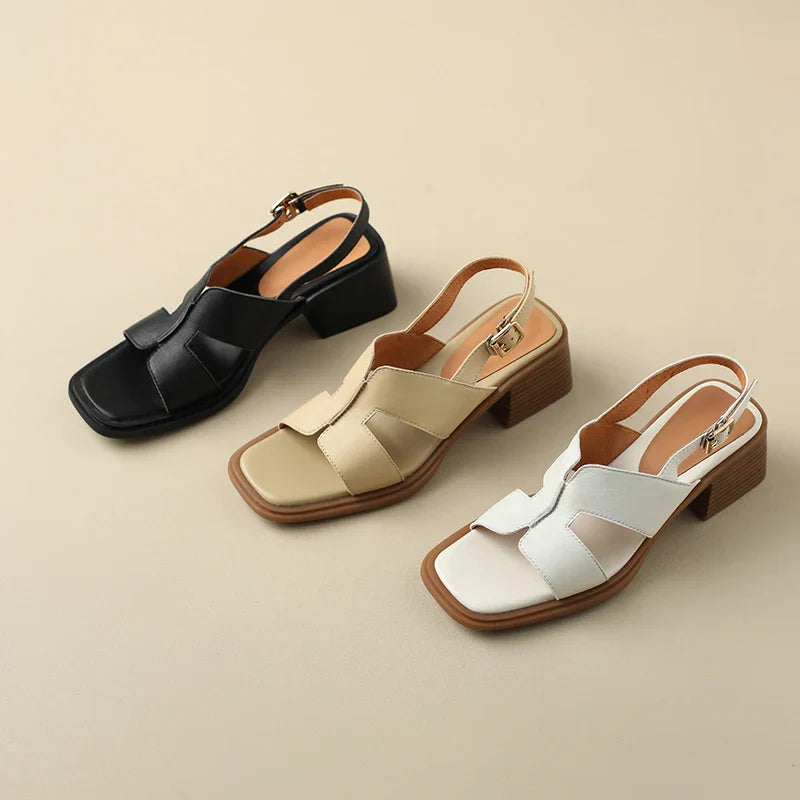 Olivia Bennet | Leather Heeled Sandals for Women