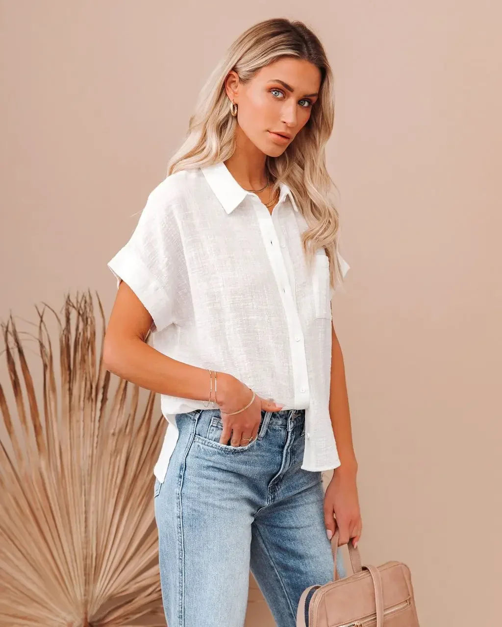 Olivia Bennet | Women's Blouse, Silk, Regular Fit, White, Elegant