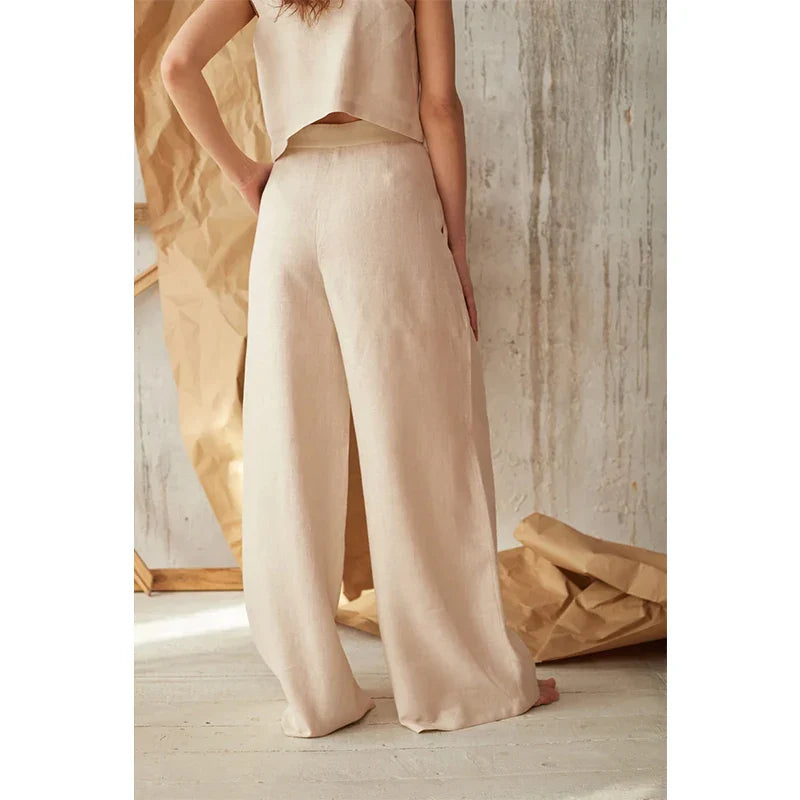 Olivia Bennet | Cotton Wide-Leg Pant for Women in Natural