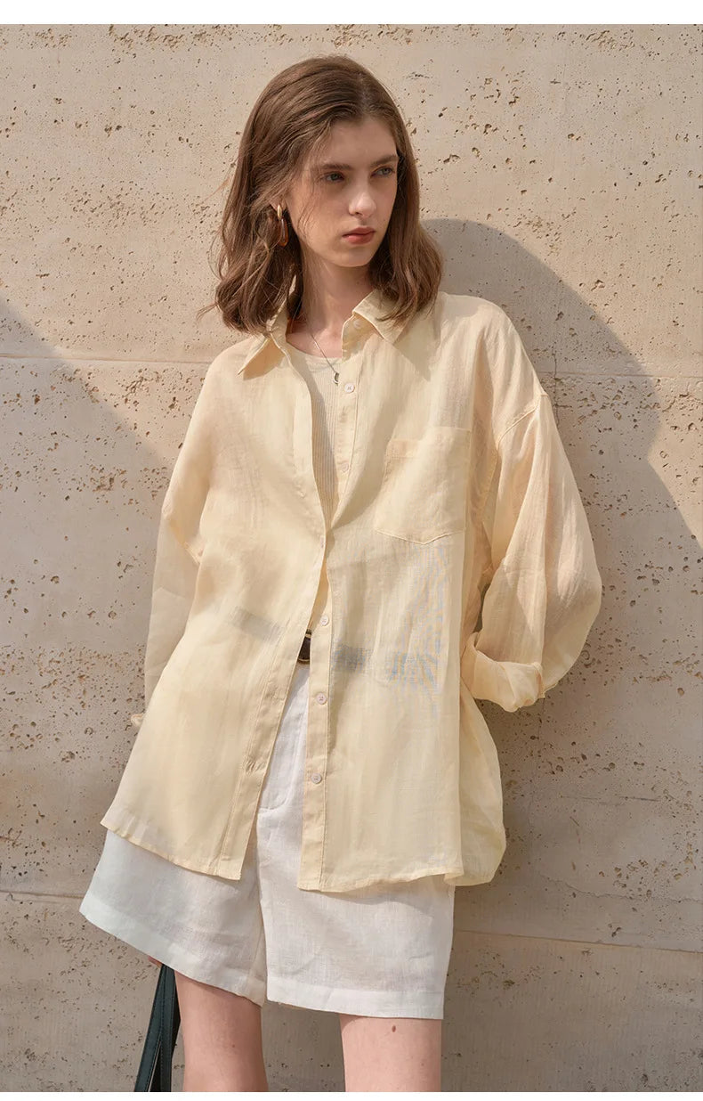 Olivia Bennet | Sheer Ramie Oversized Shirt