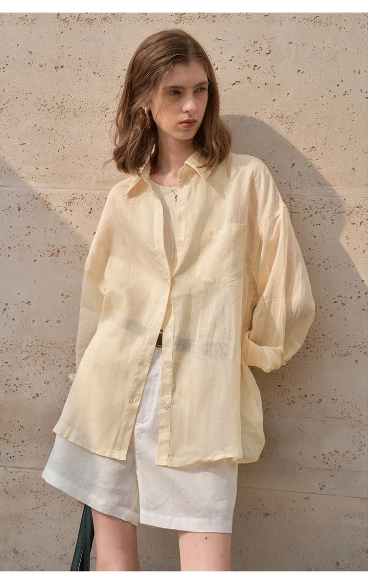 Olivia Bennet | Sheer Ramie Oversized Shirt