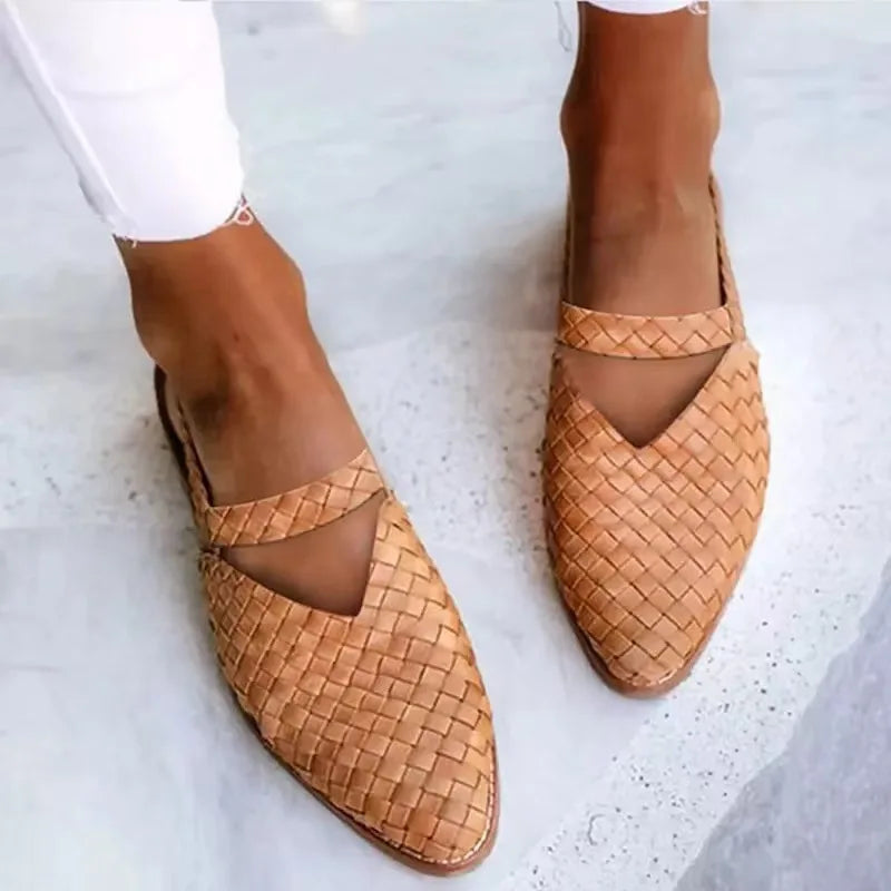 Olivia Bennet | Woven Leather Flats for Women