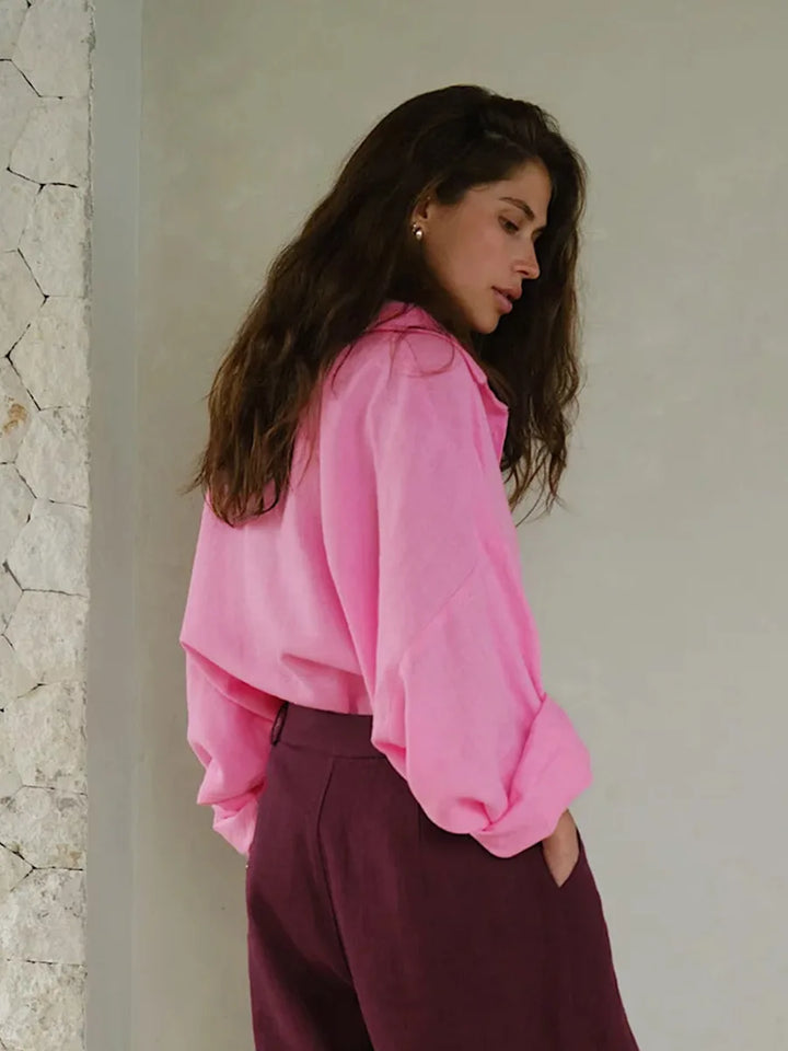 Olivia Bennet | Cotton Relaxed Shirt for Women in White