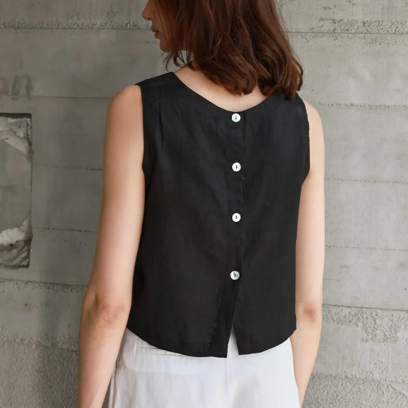 Olivia Bennet | Reversible Linen Crop Top
