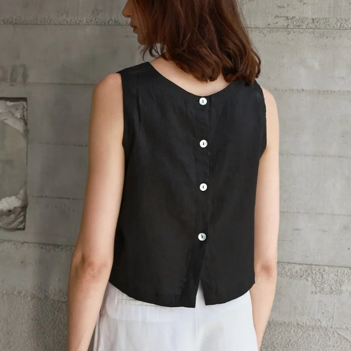 Olivia Bennet | Reversible Linen Crop Top