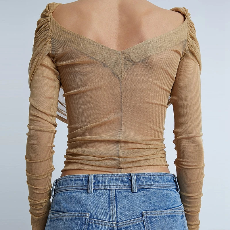 Olivia Bennet | Mesh Overshirt for Women in Black