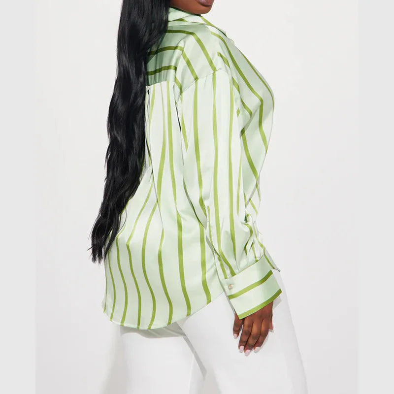 Olivia Bennet | Satin Stripe Shirt for Women