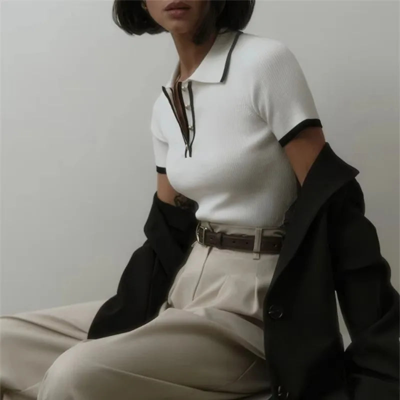 Olivia Bennet | Cotton Polo for Women in Classic Fit, White
