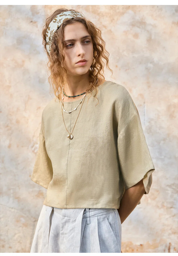 Olivia Bennet | Flared Sleeve Linen Pullover