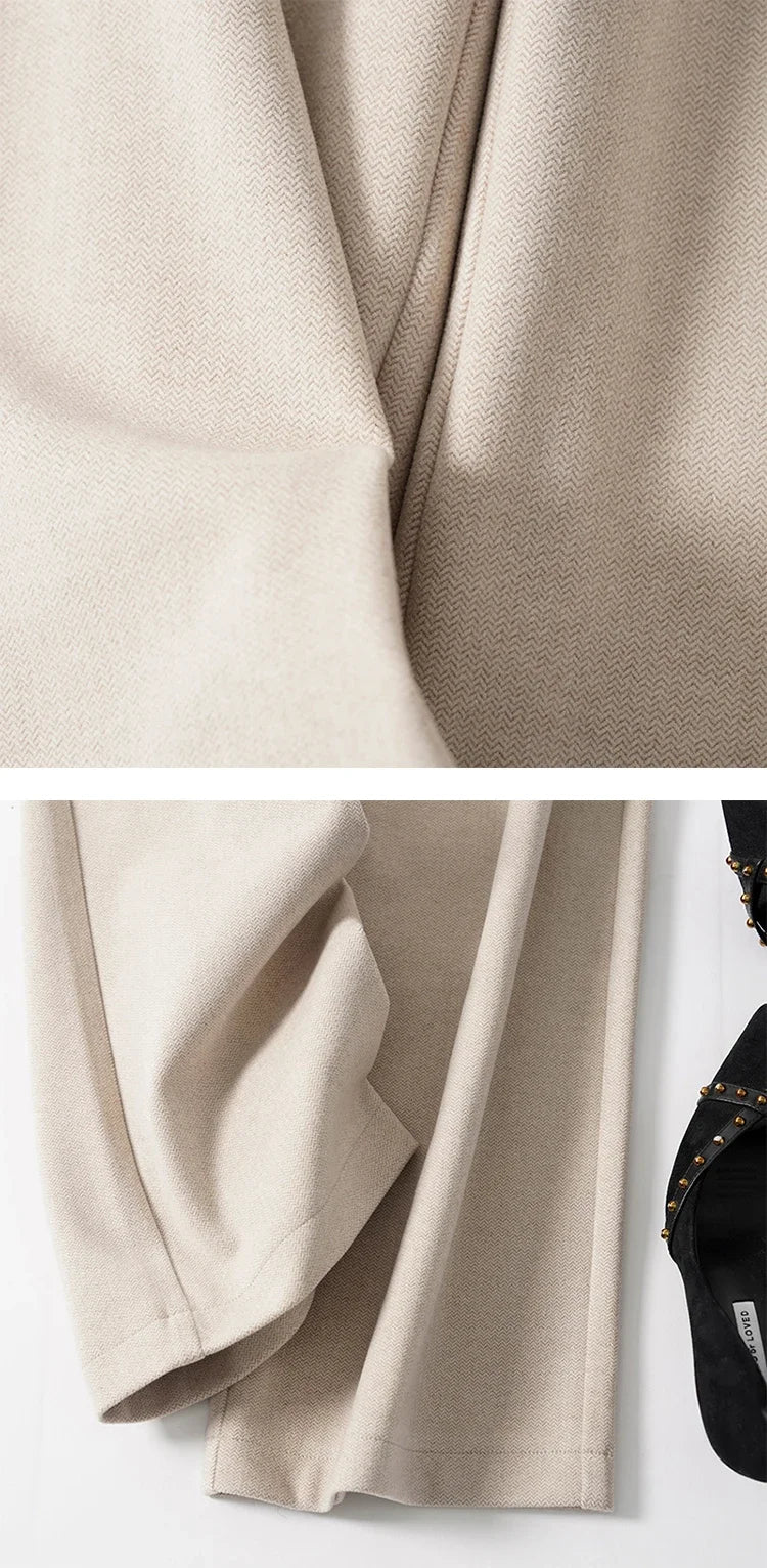 Olivia Bennet | Wide Leg Wool Trousers for Women in Black