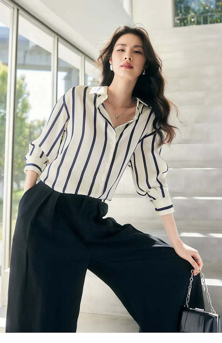 Olivia Bennet | Stripe Satin Blouse for Women