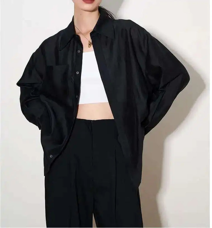 Olivia Bennet | Silk Poplin Blouse for Women in Flowing Fit