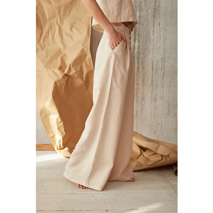 Olivia Bennet | Cotton Wide-Leg Pant for Women in Natural