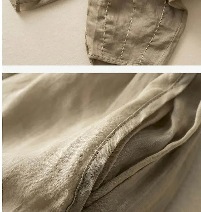 Olivia Bennet | Linen Pants for Women in Natural Fit, White