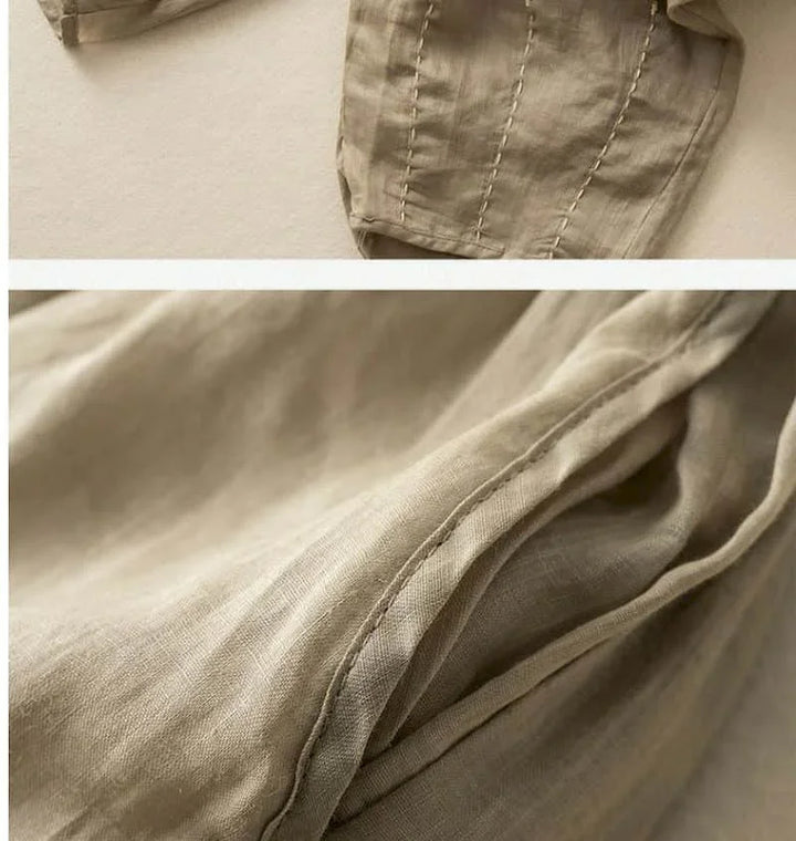 Olivia Bennet | Linen Pants for Women in Natural Fit, White