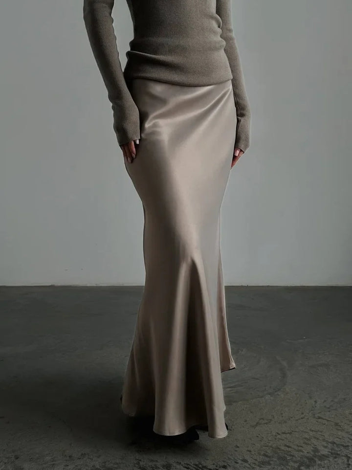 Olivia Bennet | Satin Fishtail Maxi Skirt for Women in Elegant Style