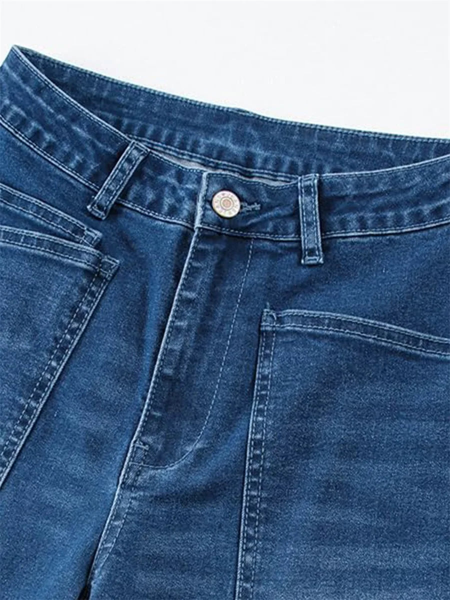 Olivia Bennet | Structured Barrel Jeans for Women in Denim
