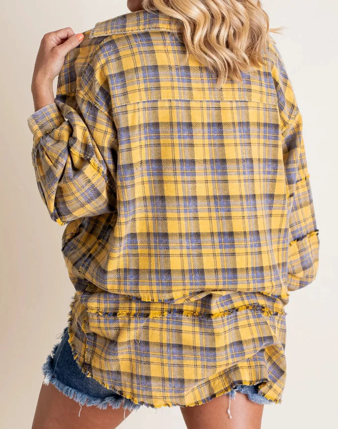 Olivia Bennet | Plaid Flannel Shirt for Women in Green