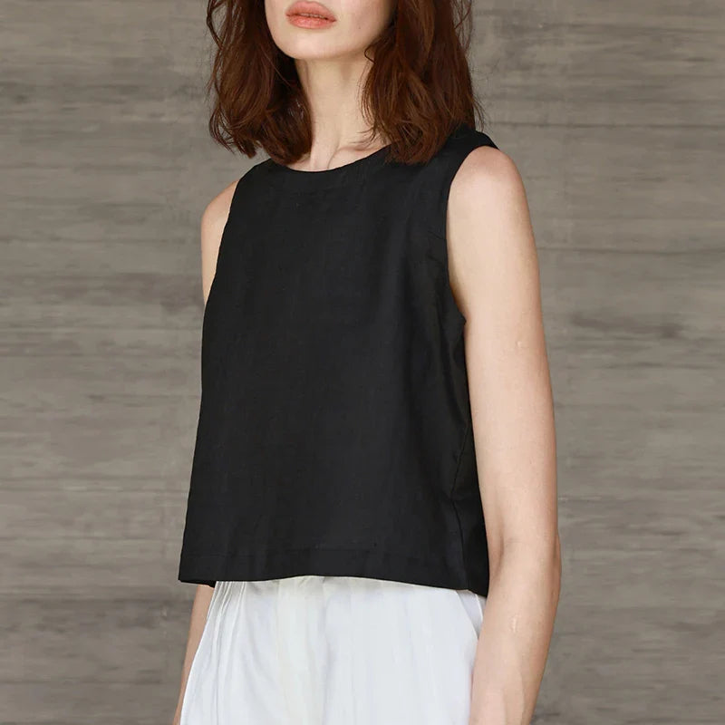Olivia Bennet | Reversible Linen Crop Top