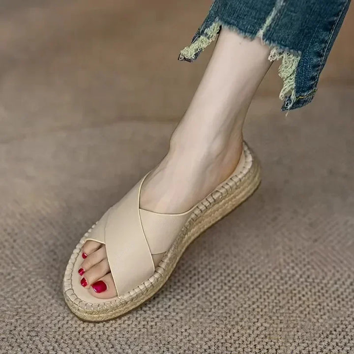 Olivia Bennet | Woven Leather Platform Sandals for Women