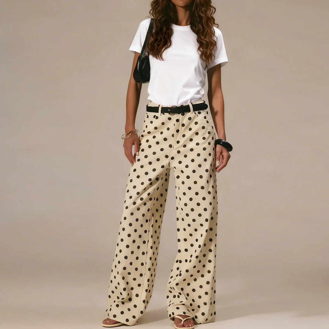Olivia Bennet | Polka Dot Wide-Leg Trousers