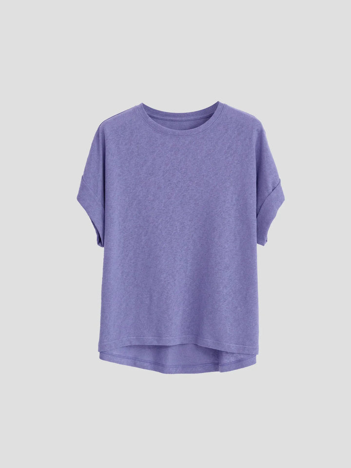 Olivia Bennet | Oversized Tee for Women in Soft Cotton with Rolled Cuff in White